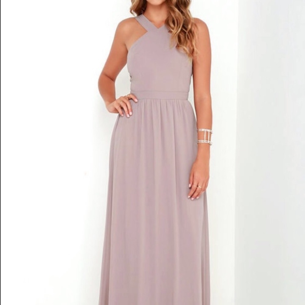 Lulus Air of Romance Maxi Dress- Taupe
